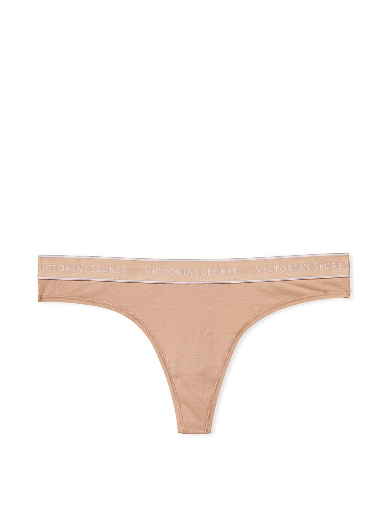 Хлопковые трусики тонг Victoria's Secret Logo Cotton Thong Panty 602114SEQ фото