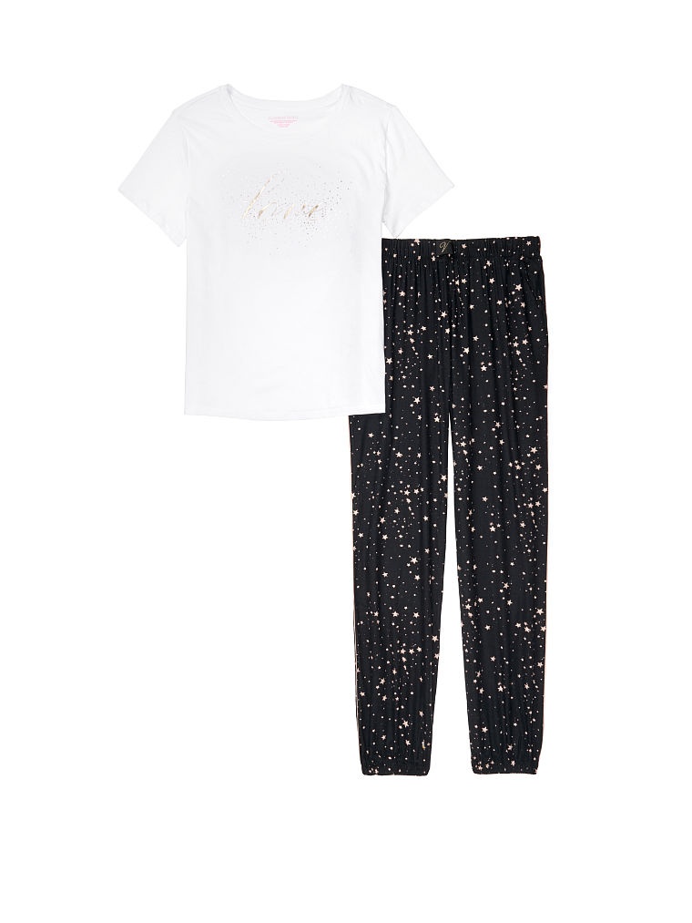 Піжама Victoria`s Secret Cotton & Flannel Long PJ Set (Black Stars) 411552Y04 фото