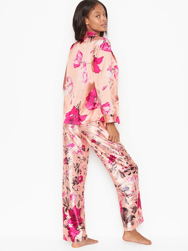 Атласна піжама Victoria's Secret Satin Long PJ Set 411550PGF фото