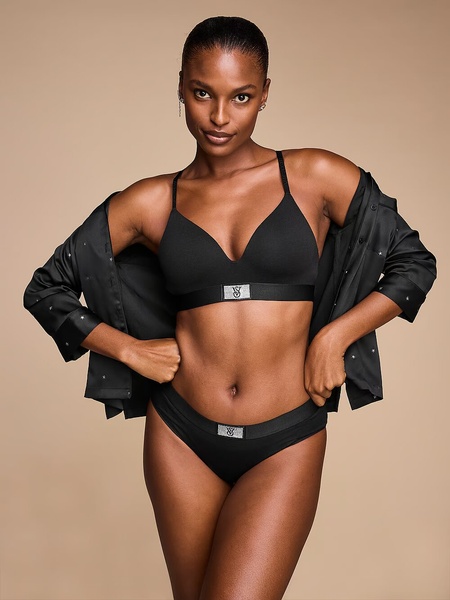 Комплект білизни Victoria's Secret Shine Patch T-Shirt Wireless Bra + Thong Panty QB4-904034 фото