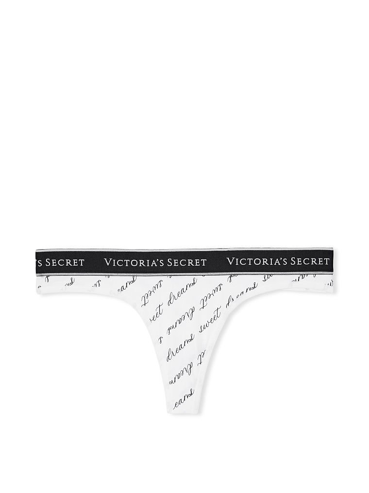 Бавовняні трусики тонг Victoria's Secret Logo Cotton Thong Panty 817583QFQ фото