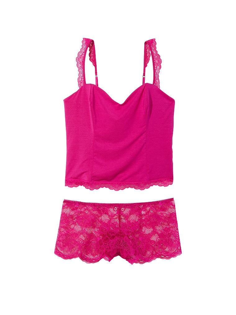 Пижама VICTORIA'S SECRET Cropped Modal & Lace Panty Set 995307QAX фото