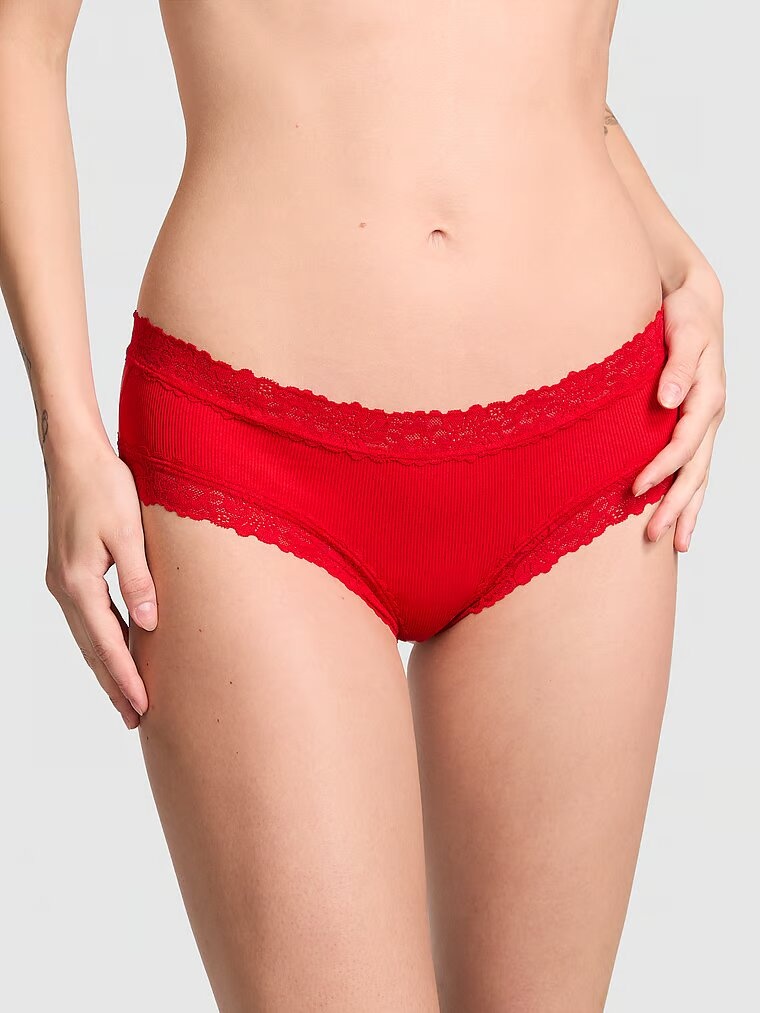 Хлопковые трусики чики PINK Wink Lace-Trim Cheeky Panty 419753QD4 фото