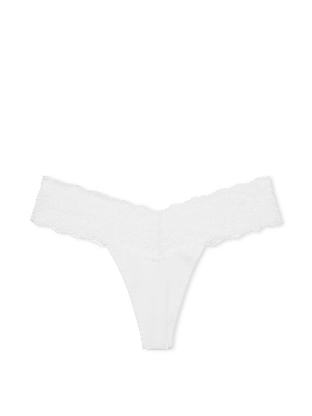 Хлопковые трусики тонг Victoria's Secret Lace-Waist Cotton Thong Panty 415955QBF фото