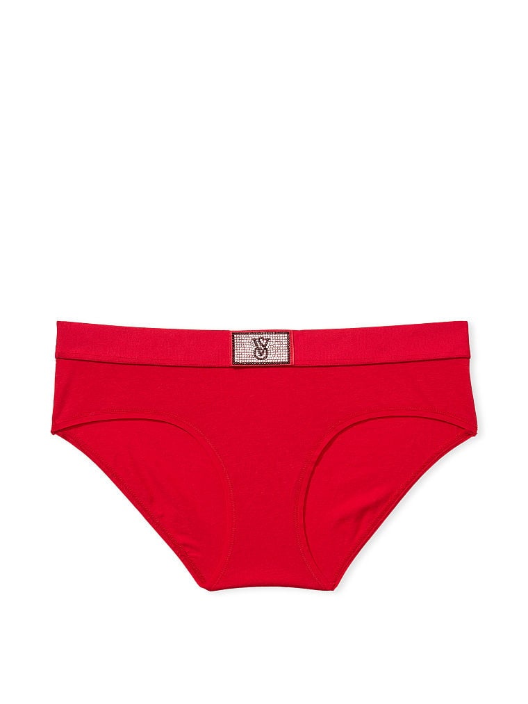 Хлопковые трусики Victoria's Secret Cotton Shine Patch Hiphugger Panty (красные) 910032QD4 фото