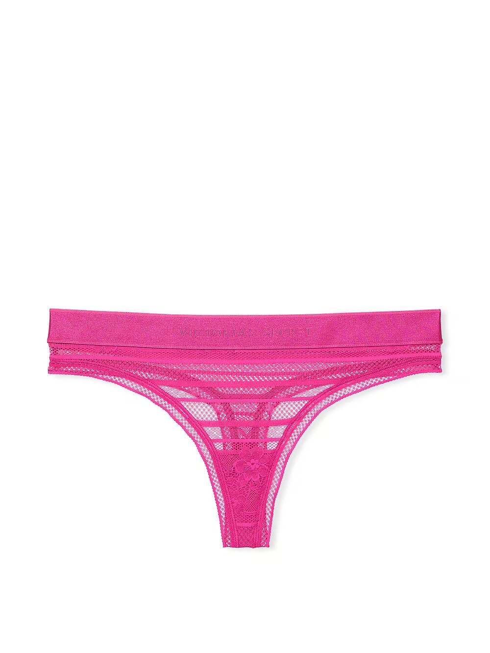 Кружевные трусики тонг Victoria's Secret Logo Lace Thong Panty 417972QAX фото