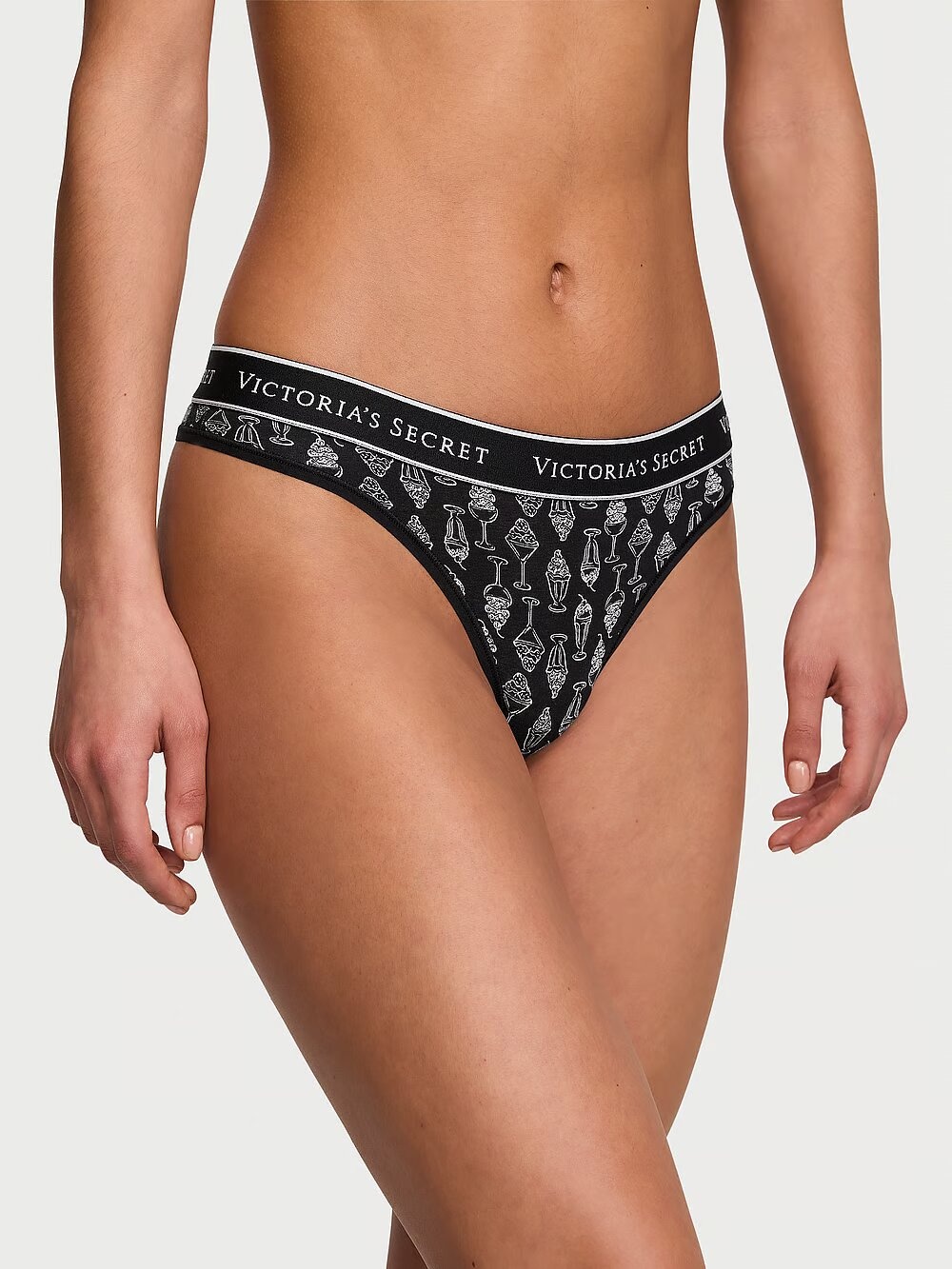 Хлопковые трусики тонг Victoria's Secret Logo Cotton Thong Panty 415830QCP фото