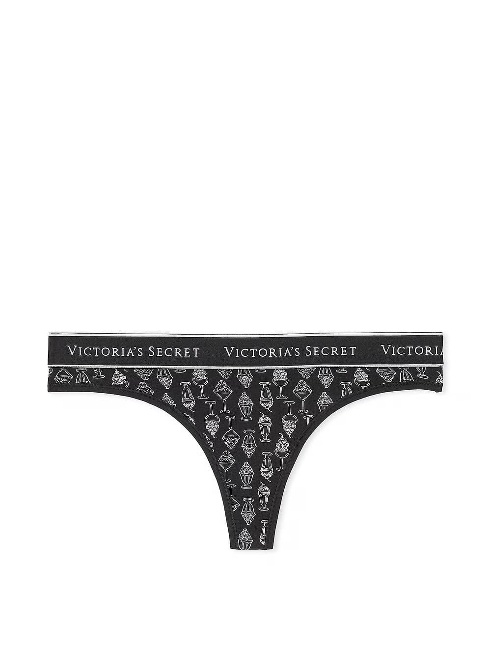 Хлопковые трусики тонг Victoria's Secret Logo Cotton Thong Panty 415830QCP фото