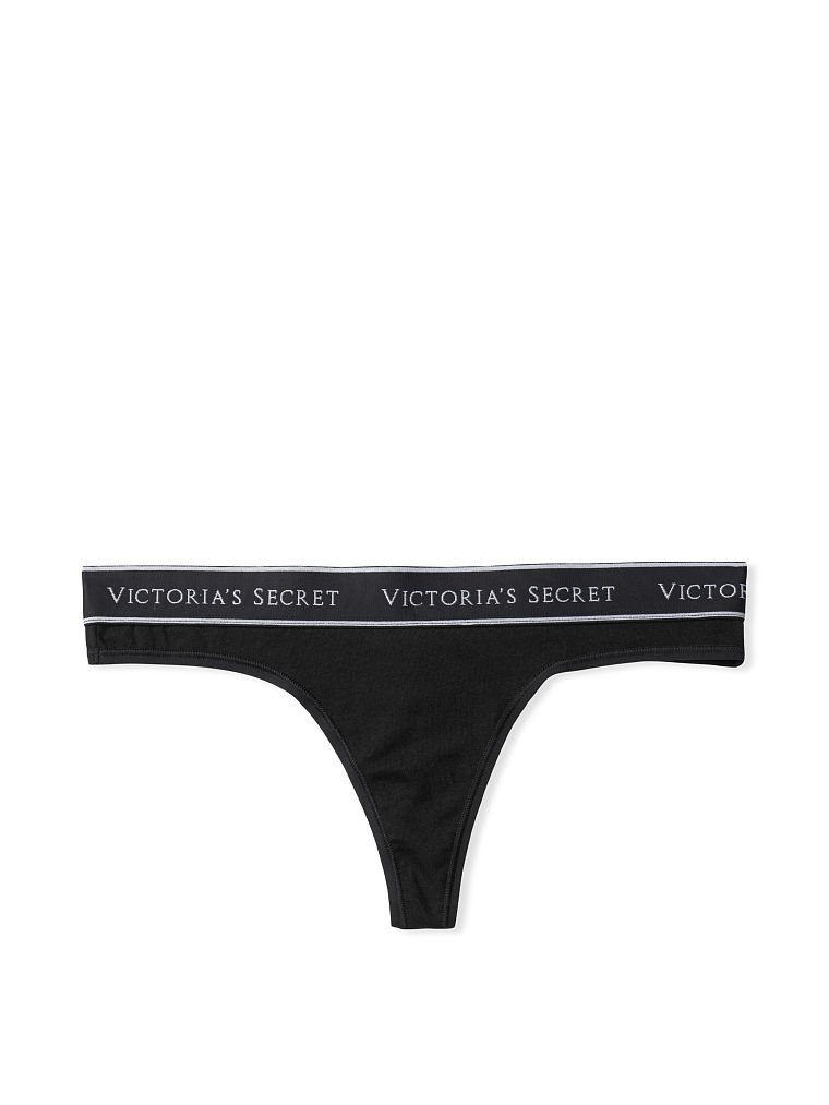 Бавовняні трусики тонг Victoria's Secret Logo Cotton Thong Panty 602114QB4 фото