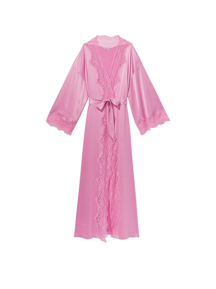 Атласний халат-кімоно Victoria's Secret Lace-Trim Satin Long Robe 330575QAX фото