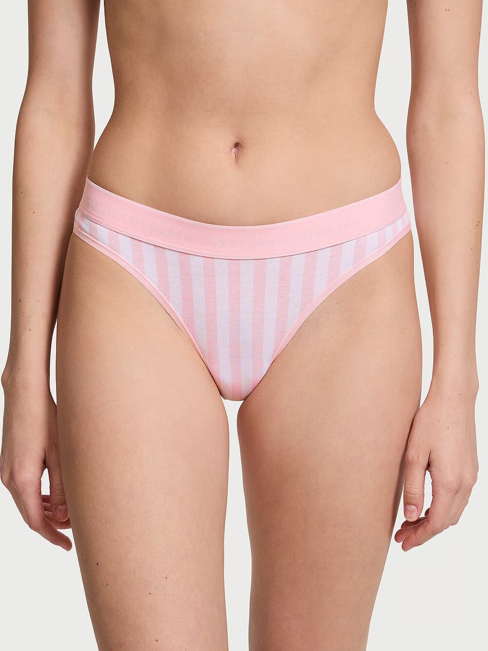 Хлопковые трусики тонг Victoria's Secret Logo Cotton Thong Panty 415830QD3 фото