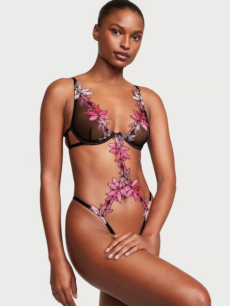 Боди Victoria's Secret VERY SEXY VERY SEXY Ziggy Glam Floral Embroidery Unlined Cutout Teddy 221682QC5 фото