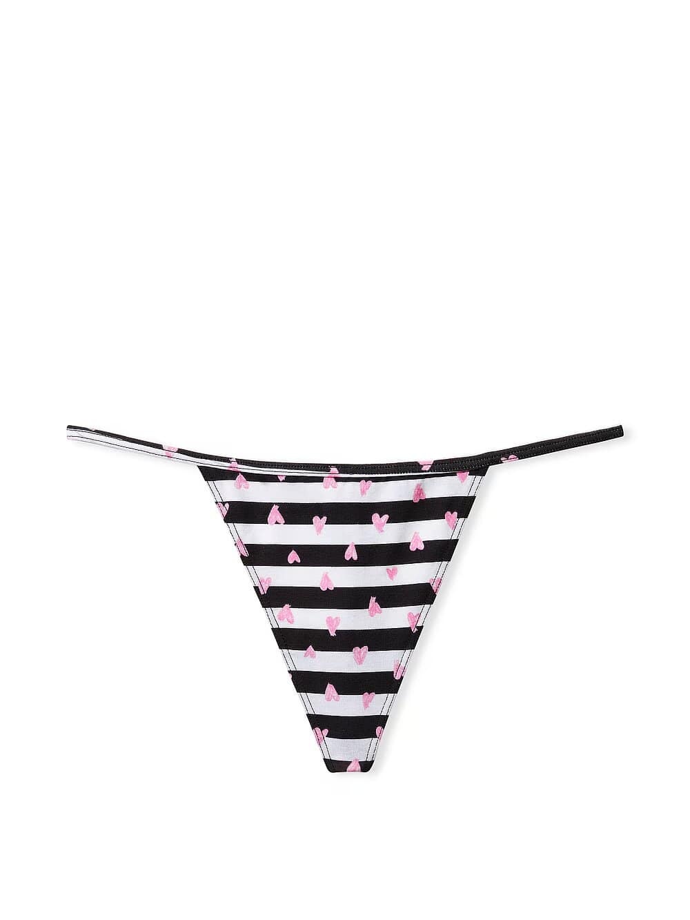 Хлопковые трусики тонг Victoria's Secret Stretch Cotton V-String Panty 408680QBK фото