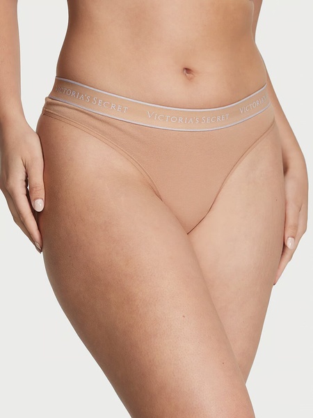 Бавовняні трусики тонг Victoria's Secret Logo Cotton Thong Panty 415830SEQ фото