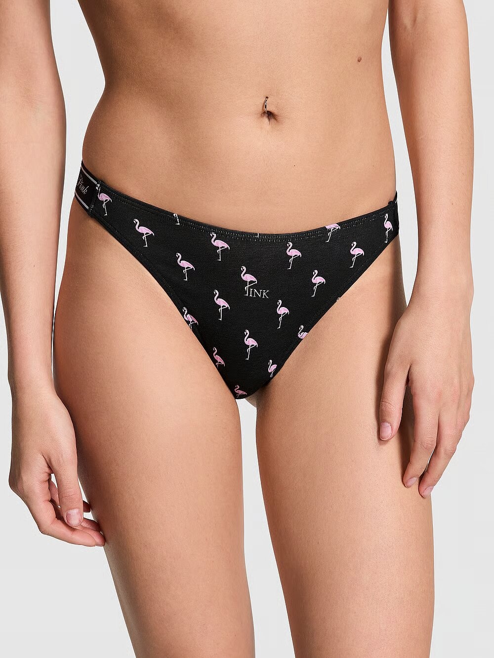 Бавовняні трусики тонг PINK Logo Cotton High-Leg Thong Panty 416206QBT фото