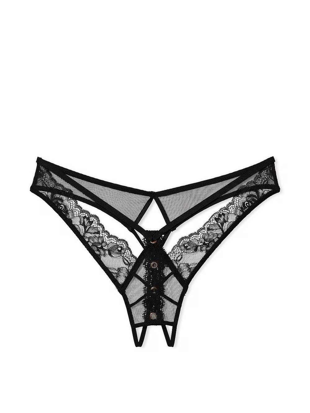 Открытые трусики тонг Victoria's Secret Very Sexy Rose Lace & Grommet Crotchless Thong 189699QB4 фото