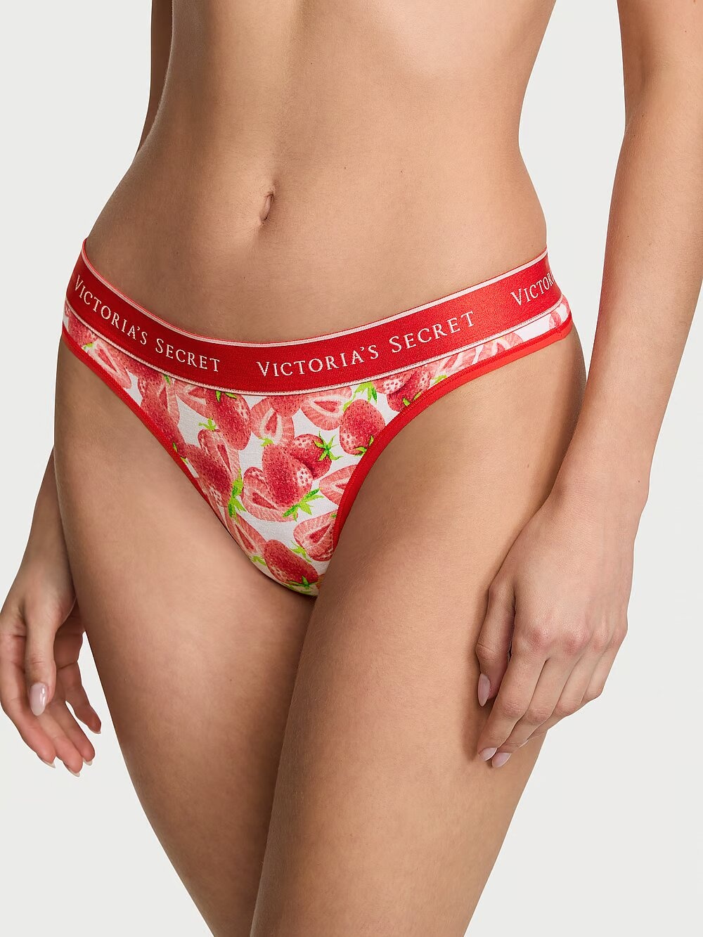 Хлопковые трусики тонг Victoria's Secret Logo Cotton Thong Panty 415918QFQ фото