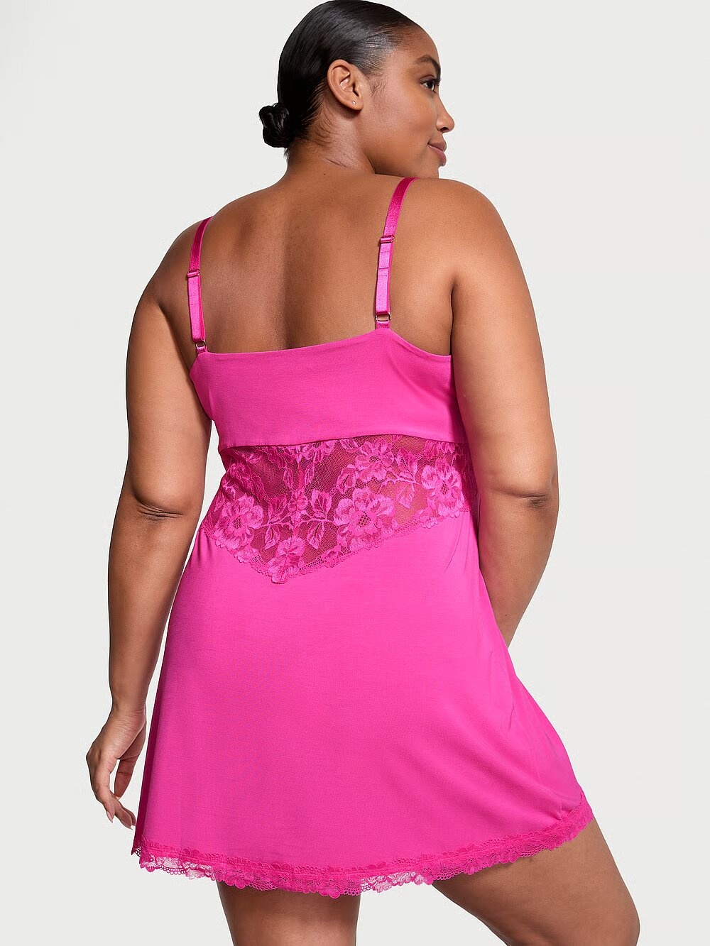 Ночная рубашка Victoria's Secret Modal Lace-Trim Sweetheart Slip Dress 159073QE7 фото