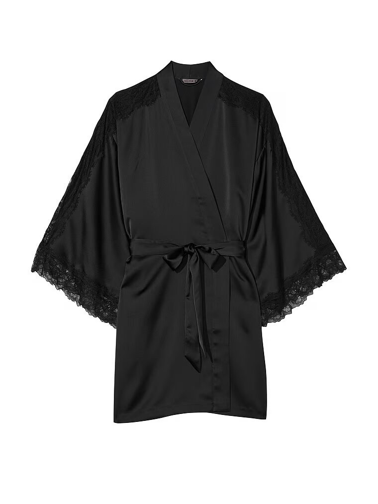 Атласний халат-кімоно VICTORIA'S SECRET Lace Inset Robe 551282QB4 фото
