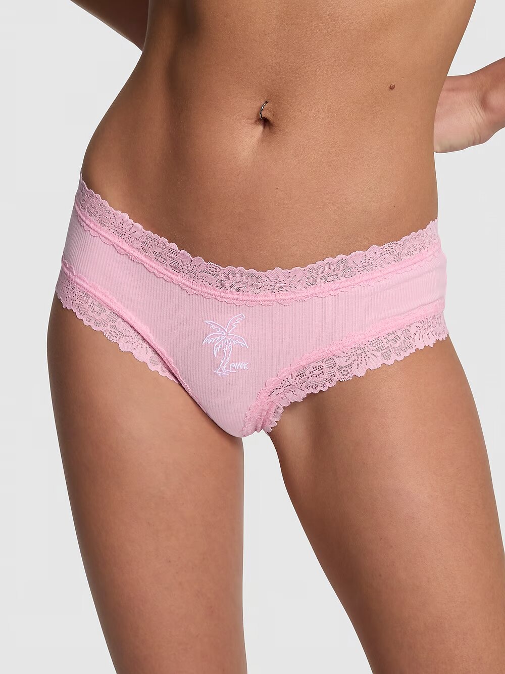 Хлопковые трусики чики PINK Wink Lace-Trim Cheeky Panty 416202QB6 фото