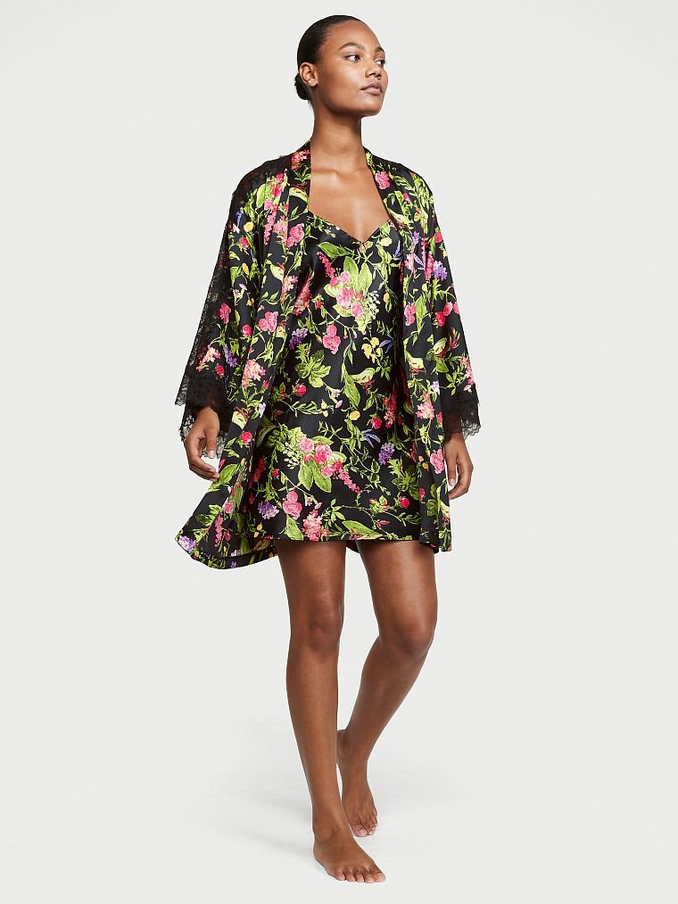 Атласний халат-кімоно Victoria's Secret Lace Inset Robe 412145QHC фото