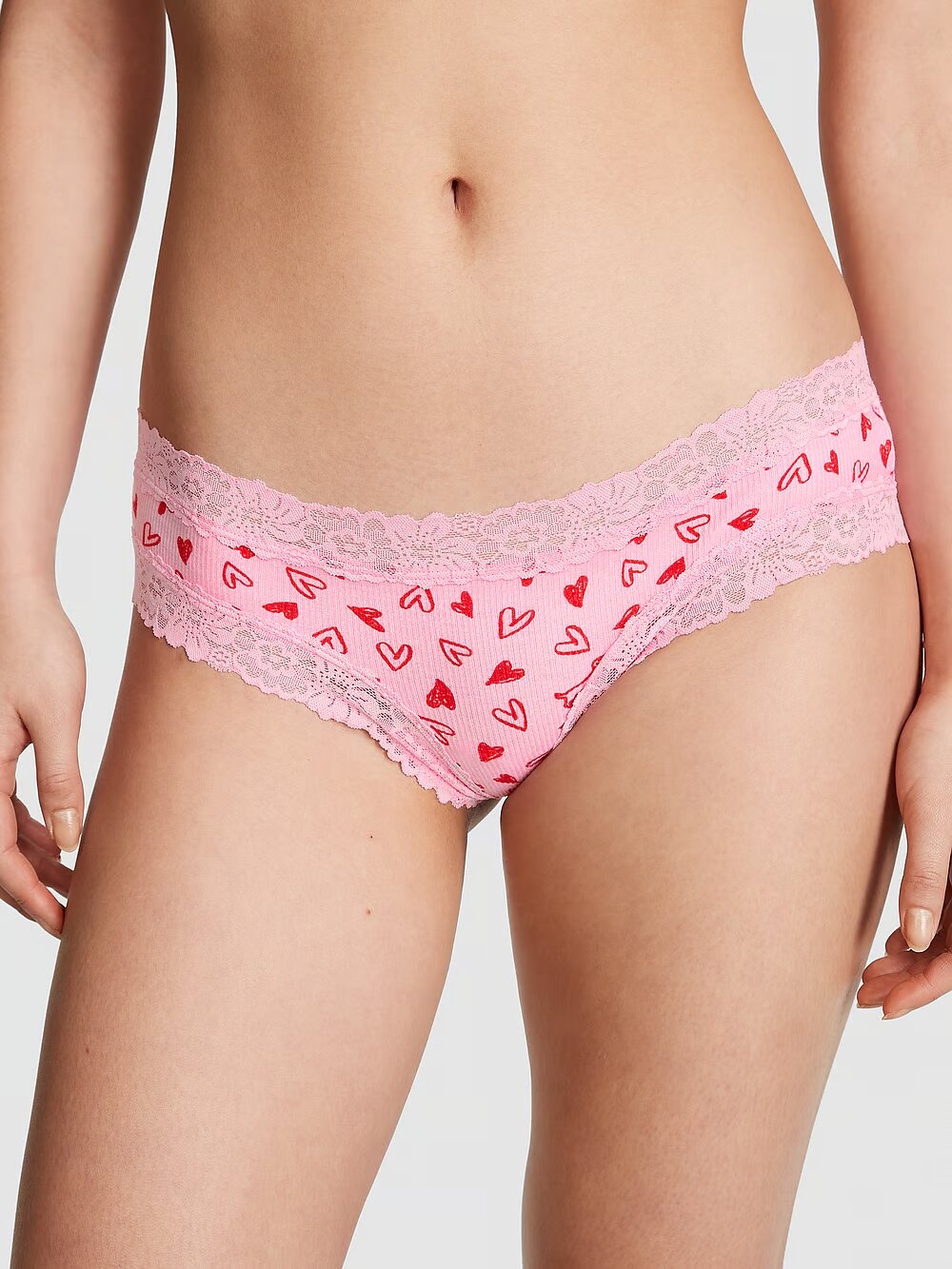 Хлопковые трусики чики PINK Wink Lace-Trim Cheeky Panty 416202QCX фото