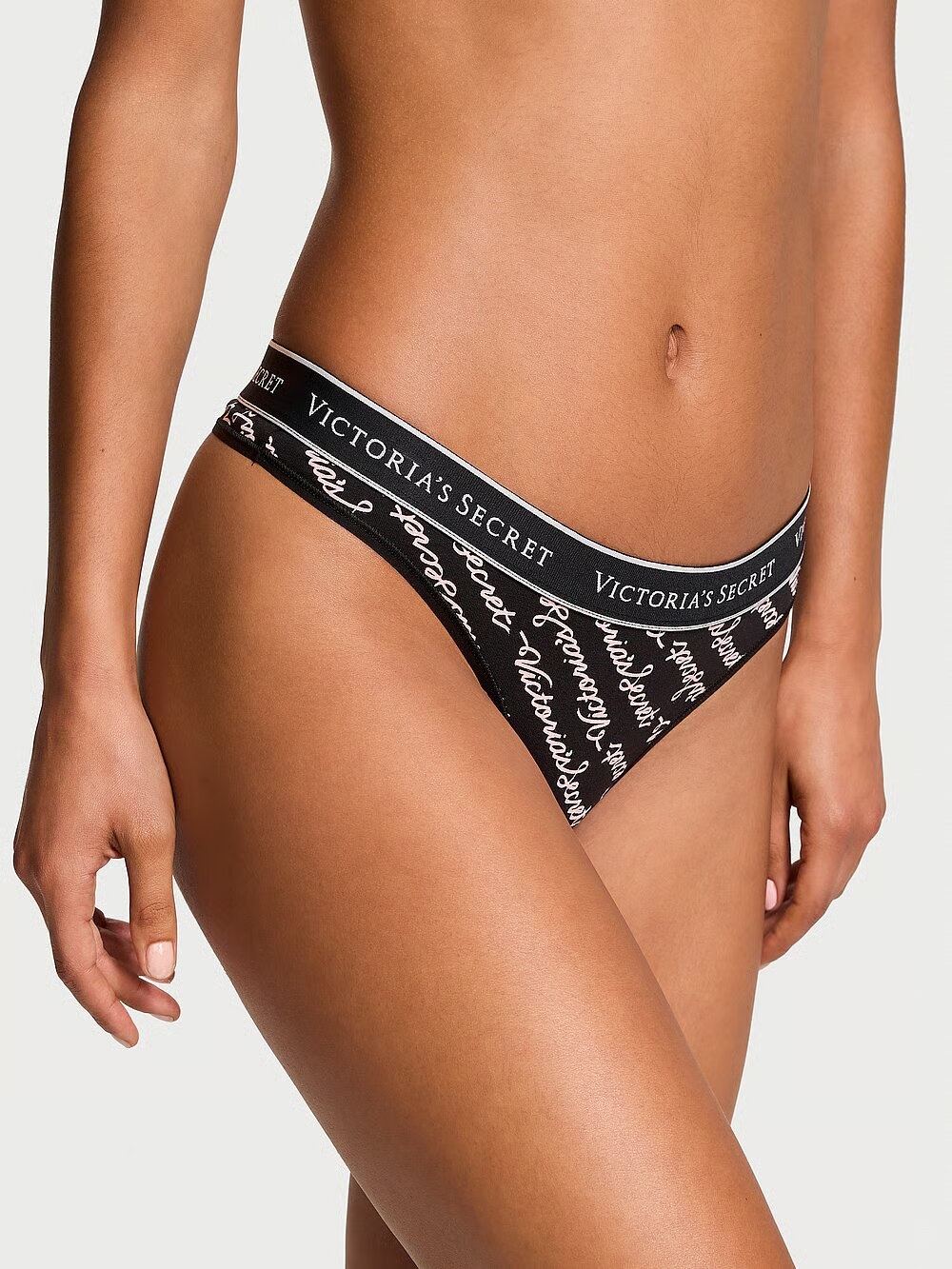 Хлопковые трусики тонг Victoria's Secret Logo Cotton Thong Panty 415830S2Z фото