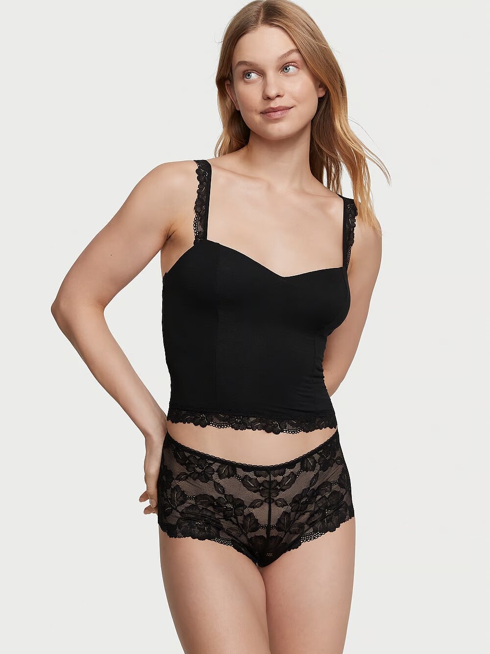 Пижама Victoria's Secret Modal & Lace Cropped Cami Set 152505QB4 фото