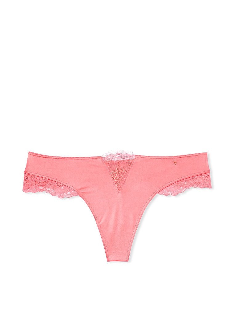 Трусики тонг Victoria's Secret Micro Lace Inset Thong Panty 995168QB6-1 фото