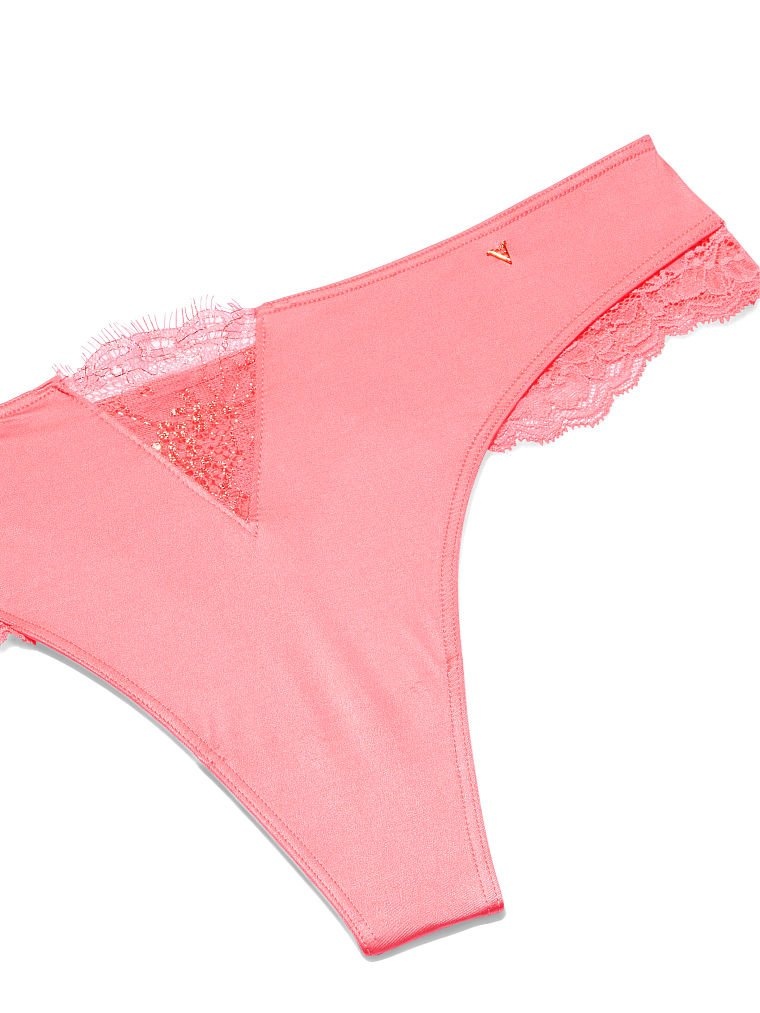 Трусики тонг Victoria's Secret Micro Lace Inset Thong Panty 995168QB6-1 фото