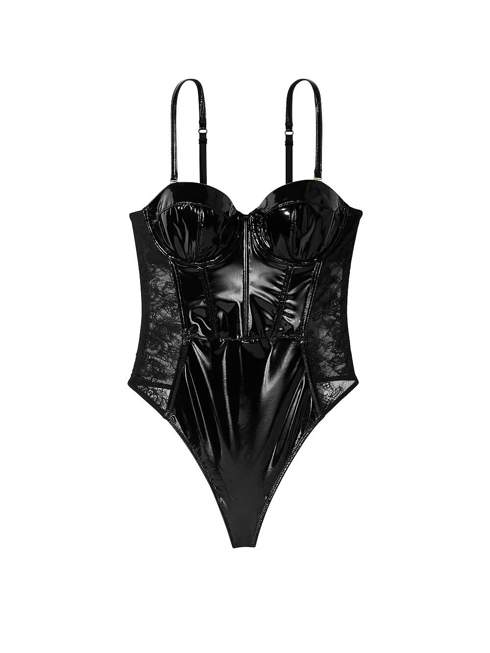 Боді балконет зі штучної лакованої шкіри Victoria's Secret Very Sexy VERY SEXY Faux Patent Leather Lace Balconette Teddy 911031QB4 фото