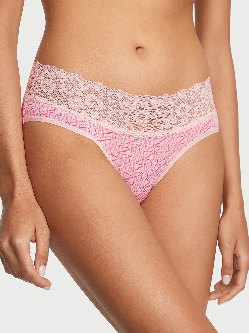 Хлопковые трусики хипхагер Victoria's Secret Lace Waist Cotton Hiphugger Panty 415961QCS фото