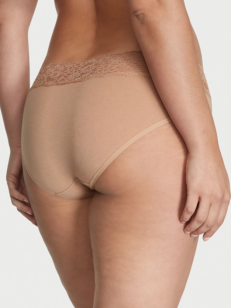 Хлопковые трусики хипхагер Victoria's Secret Lace Waist Cotton Hiphugger Panty 418410SEQ фото