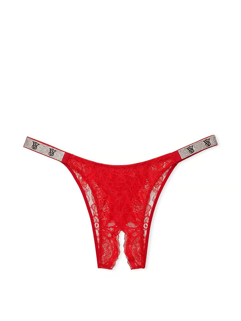 Трусики бразиліана Victoria's Secret Very Sexy Shine Strap Lace Crotchless Brazilian Panty 415637QD4 фото