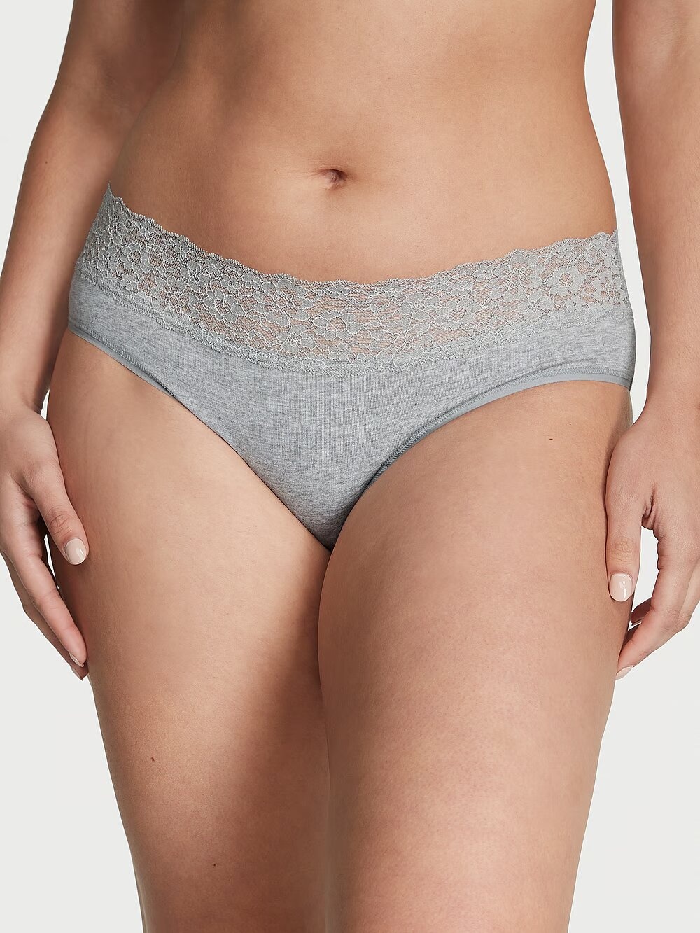 Хлопковые трусики хипхагер Victoria's Secret Lace Waist Cotton Hiphugger Panty 415961QBV фото