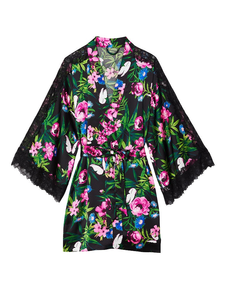 Атласный халат-кимоно Victoria's Secret Lace Inset Robe 174580QB8 фото